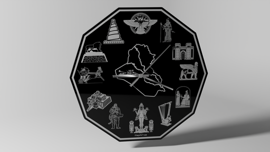 Irak Karta och Monument i Dinar - Väggklocka